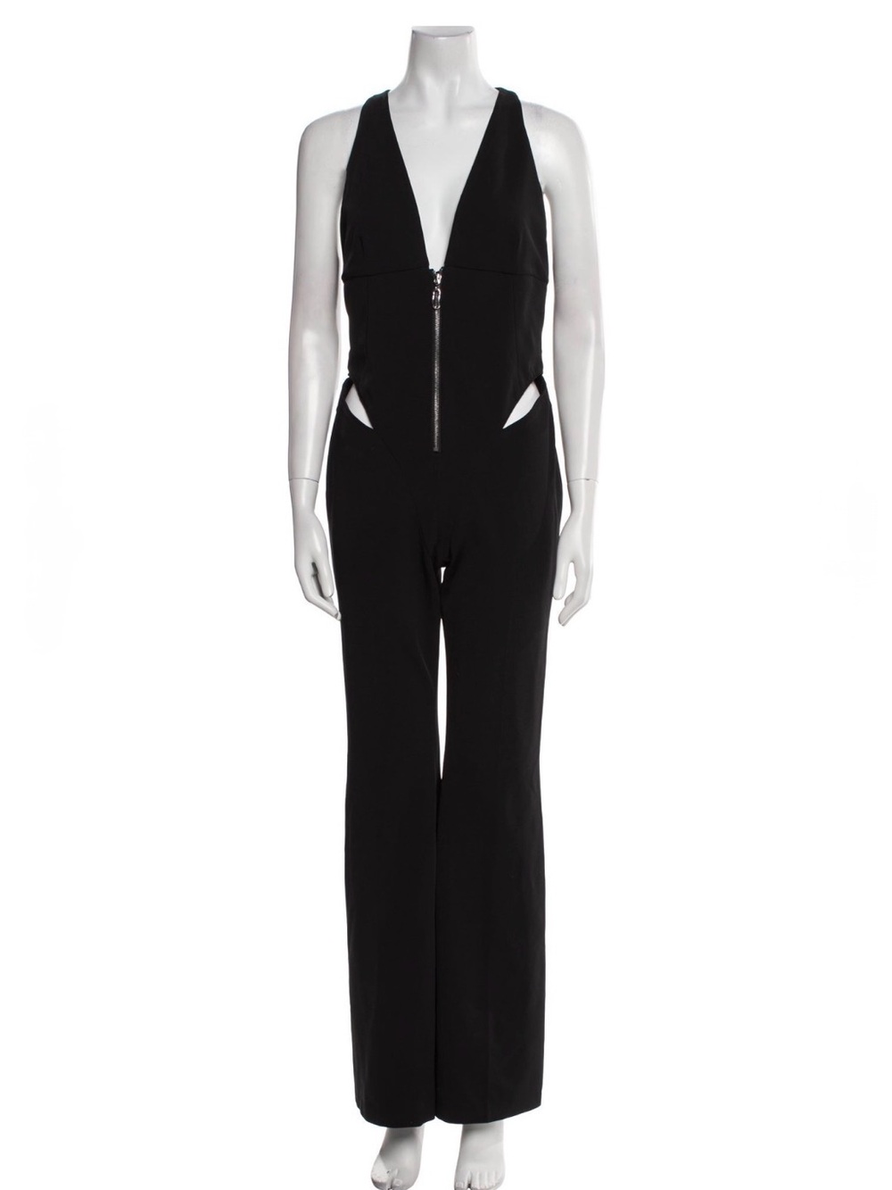 Et Ochs Black Plunge Neck Cutout Jumpsuit Size 8 | Retail $1,595